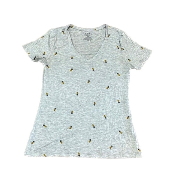 Apt 9 Essentials Gray Pineapple Print Short Sleeve T-Shirt Soft Novelty Sz XS - Picture 3 of 8
